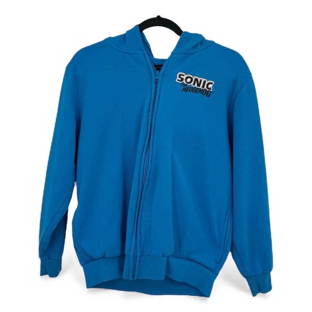 Sonic the Hedgehog Blue Hoodie XL Kids Zip Up Costume Cosplay Boy's Gamer